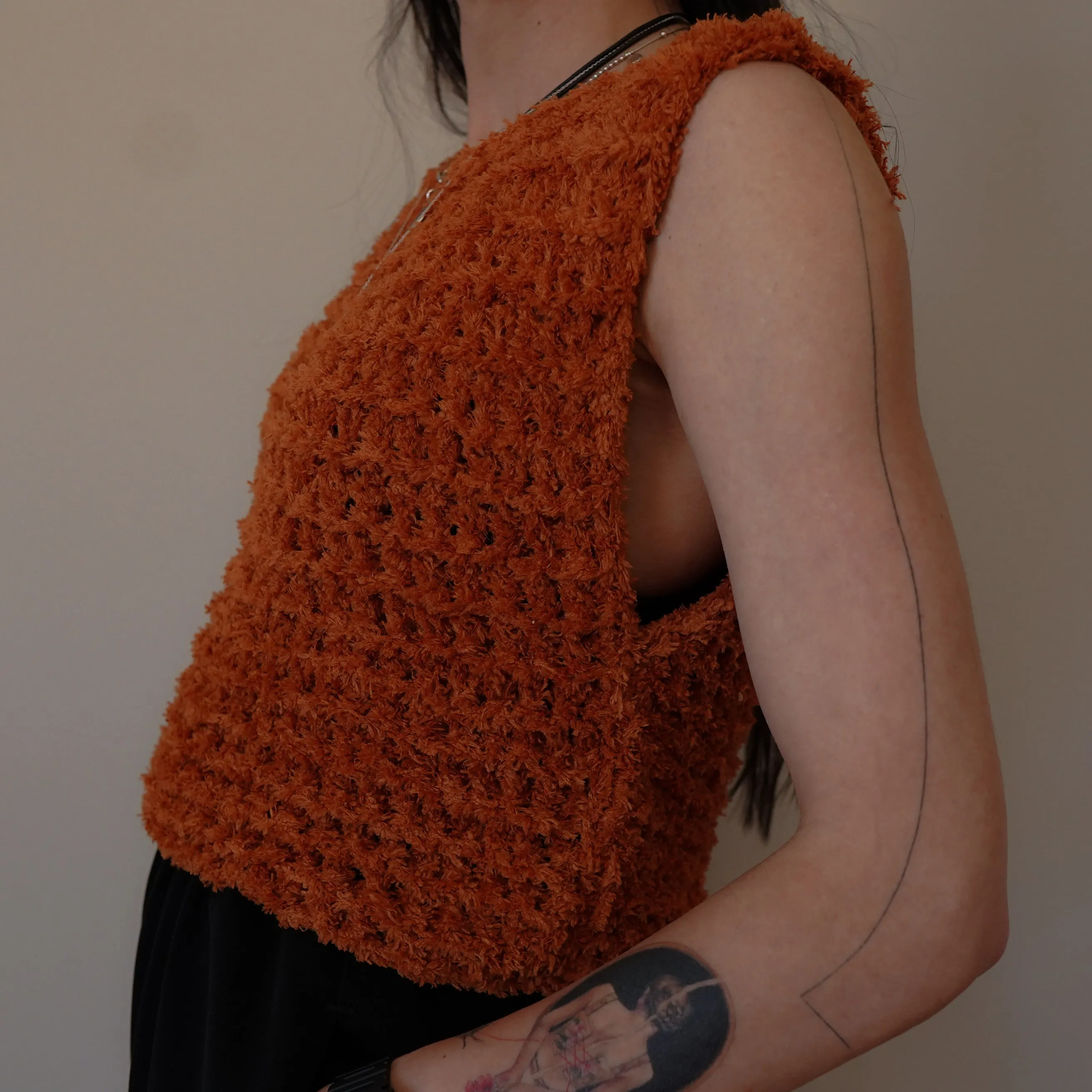 Fuzzy Copper Knitted Vest