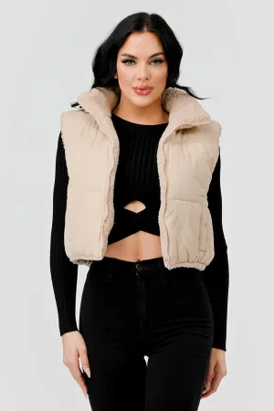 FUZZY MATTE WINDBREAKER CROPPED ZIPUP VEST