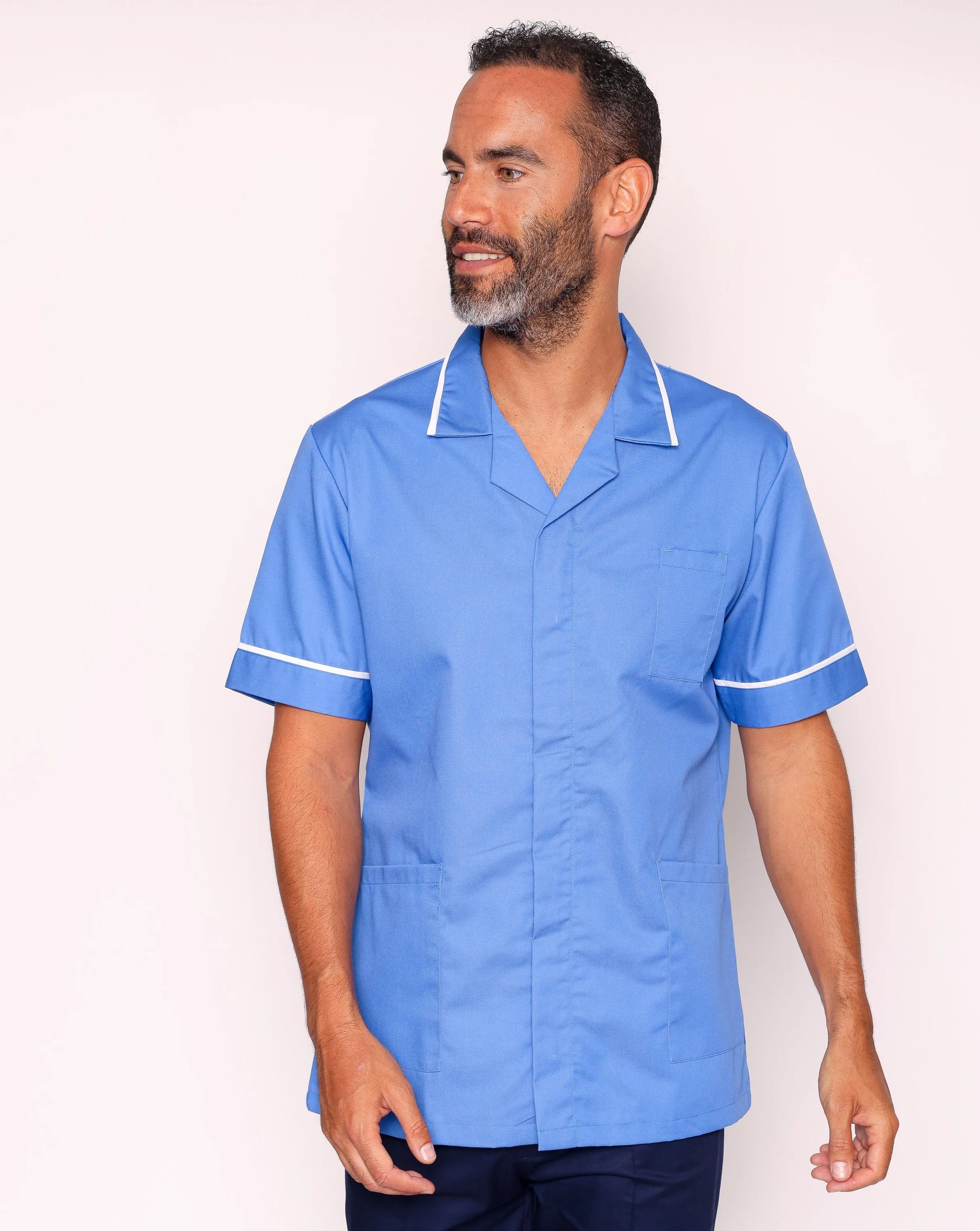 Globe Men's Classic Healthcare Tunic - Hospital Blue / White