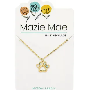 Gold Opal Paw Print Mazie Mae Necklace