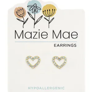 Gold Open CZ Heart Stud Mazie Mae Earrings