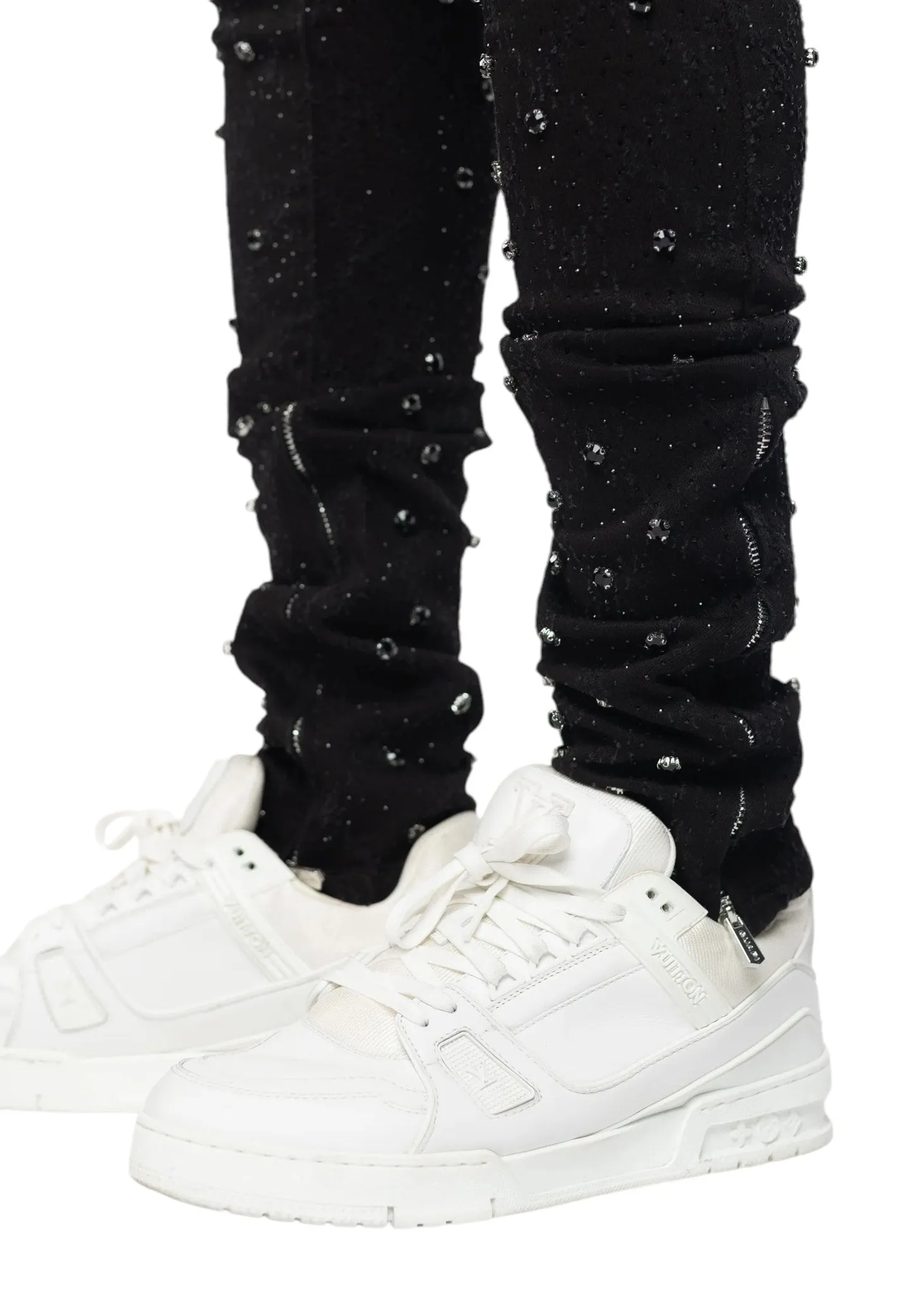 GUAPI ALL BLACK EMBELLISHED DENIM