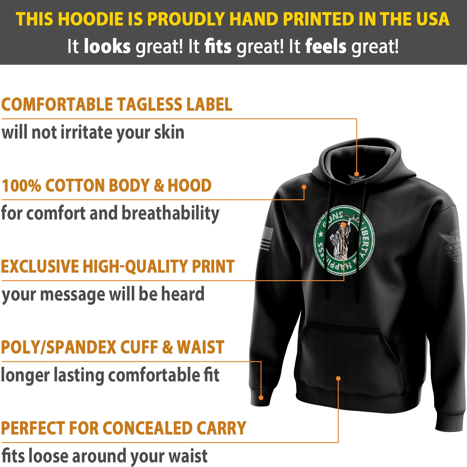 Guns - Liberty and Happiness Hoodie