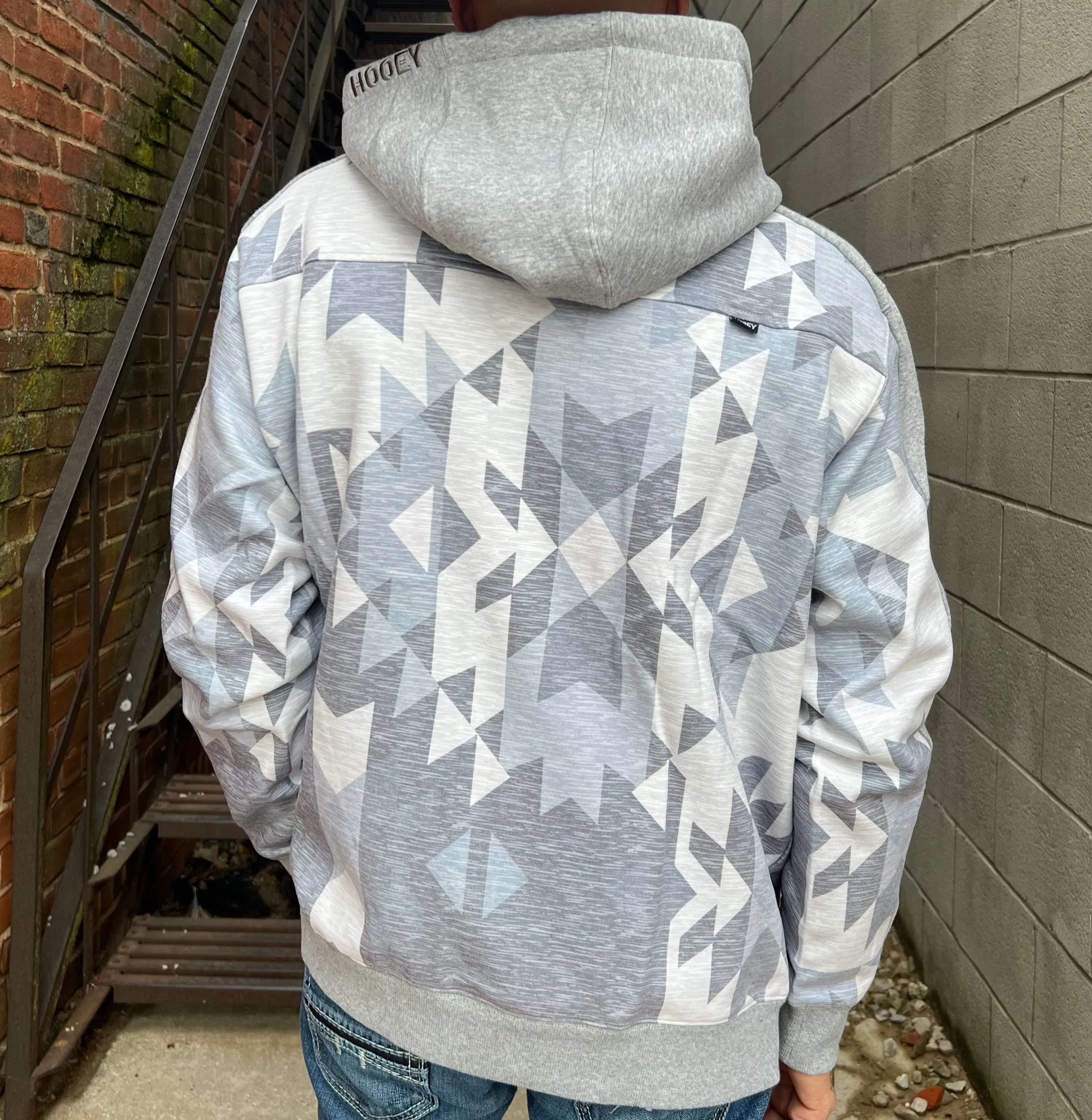 Hooey Men's "Canyon" Aztec Grey Hoodie HH1190AZGY