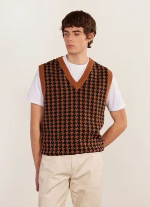 Houndstooth Knitted Vest | Percival x Ilaria | Espresso