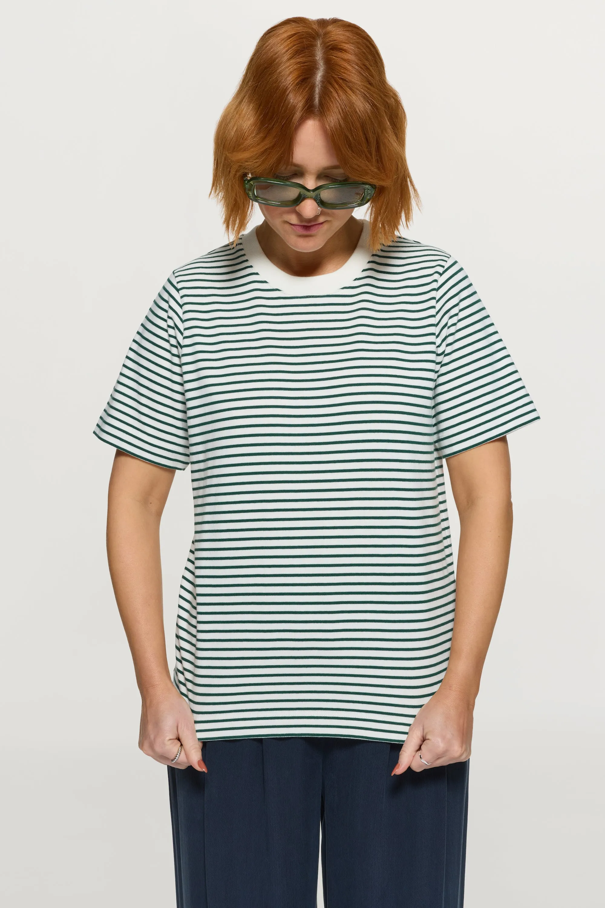 Ida Heavyweight T-Shirt Striped White Green