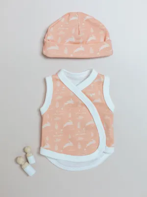 Incubator Vest & Round Hat Set, Leaping Bunnies, 100% Organic Cotton