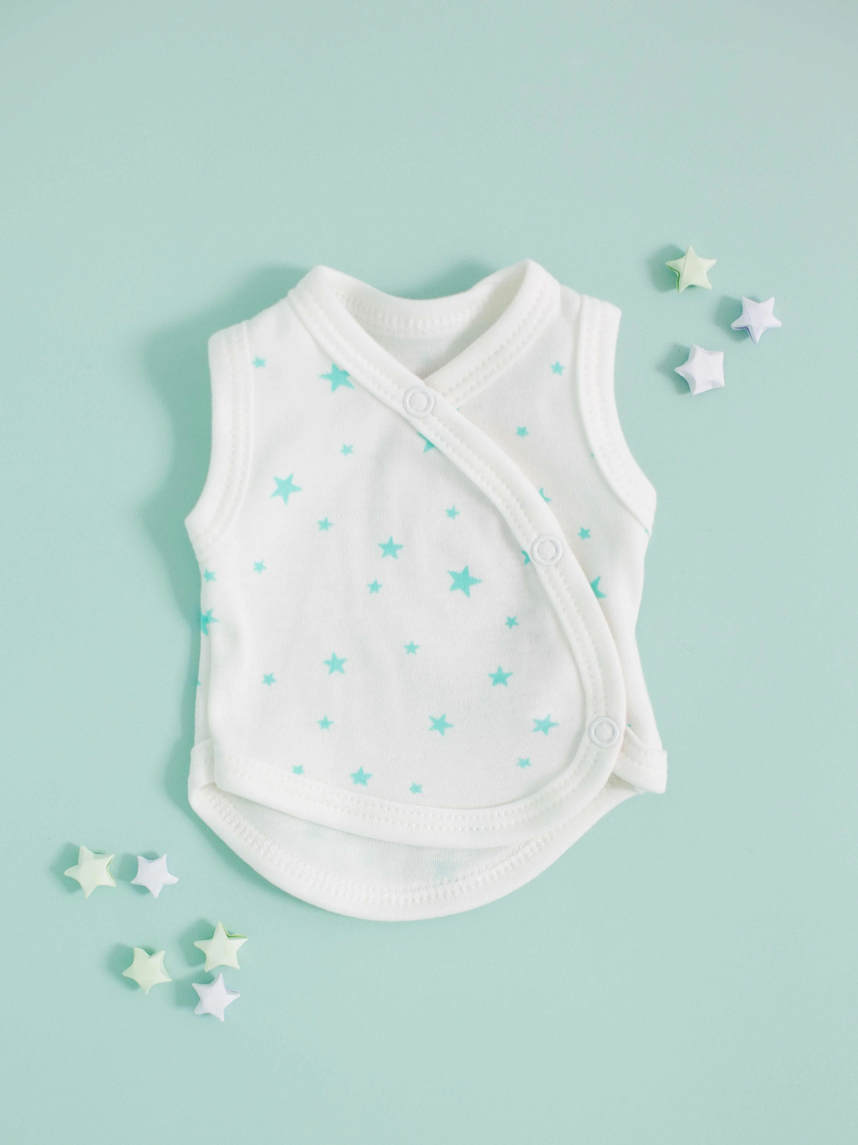 Incubator Vest, Mint Green Stars, Premium 100% Organic Cotton