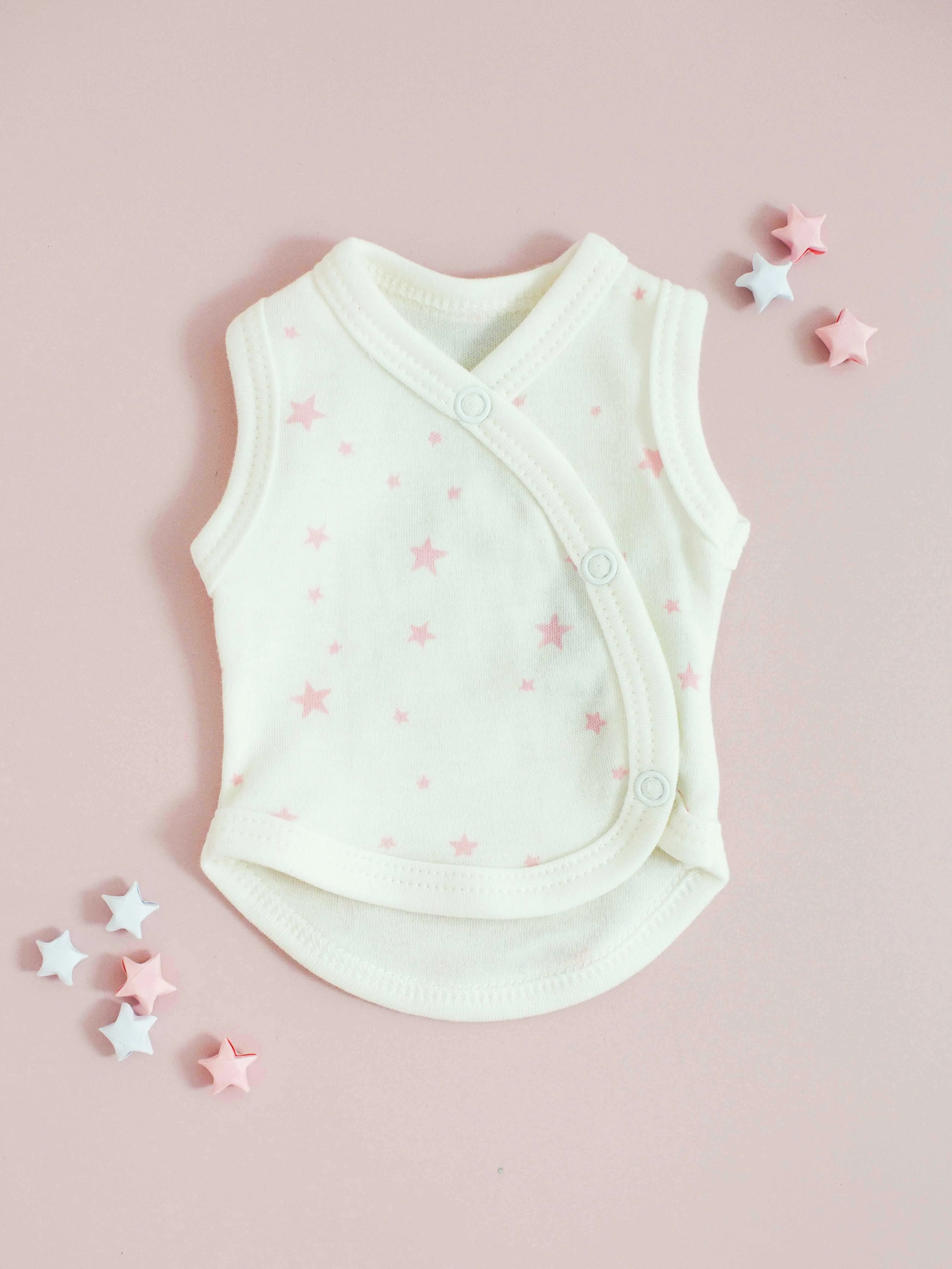 Incubator Vest, Pink Stars, Premium 100% Organic Cotton