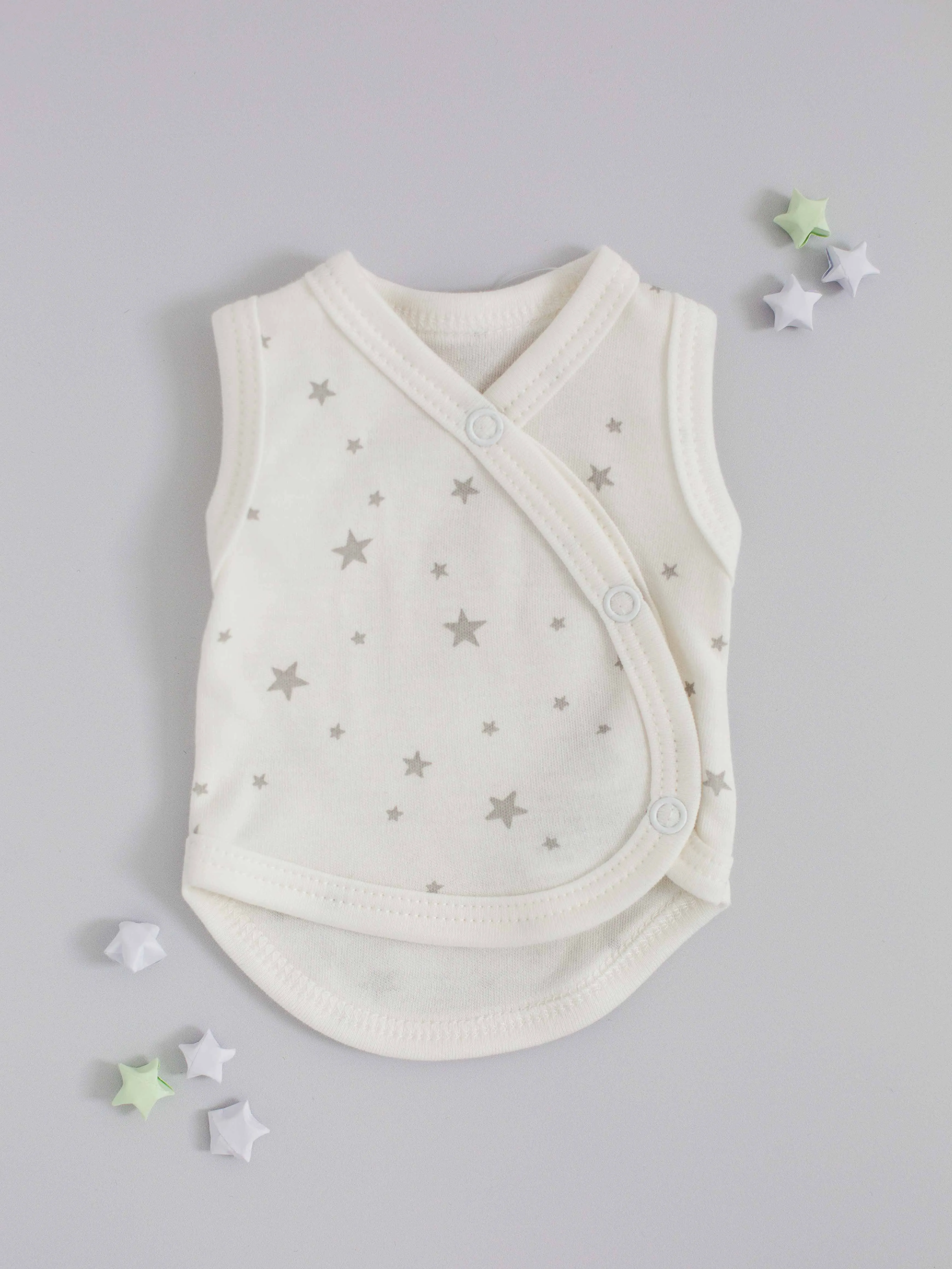 Incubator Vest, Silver Stars, Premium 100% Organic Cotton