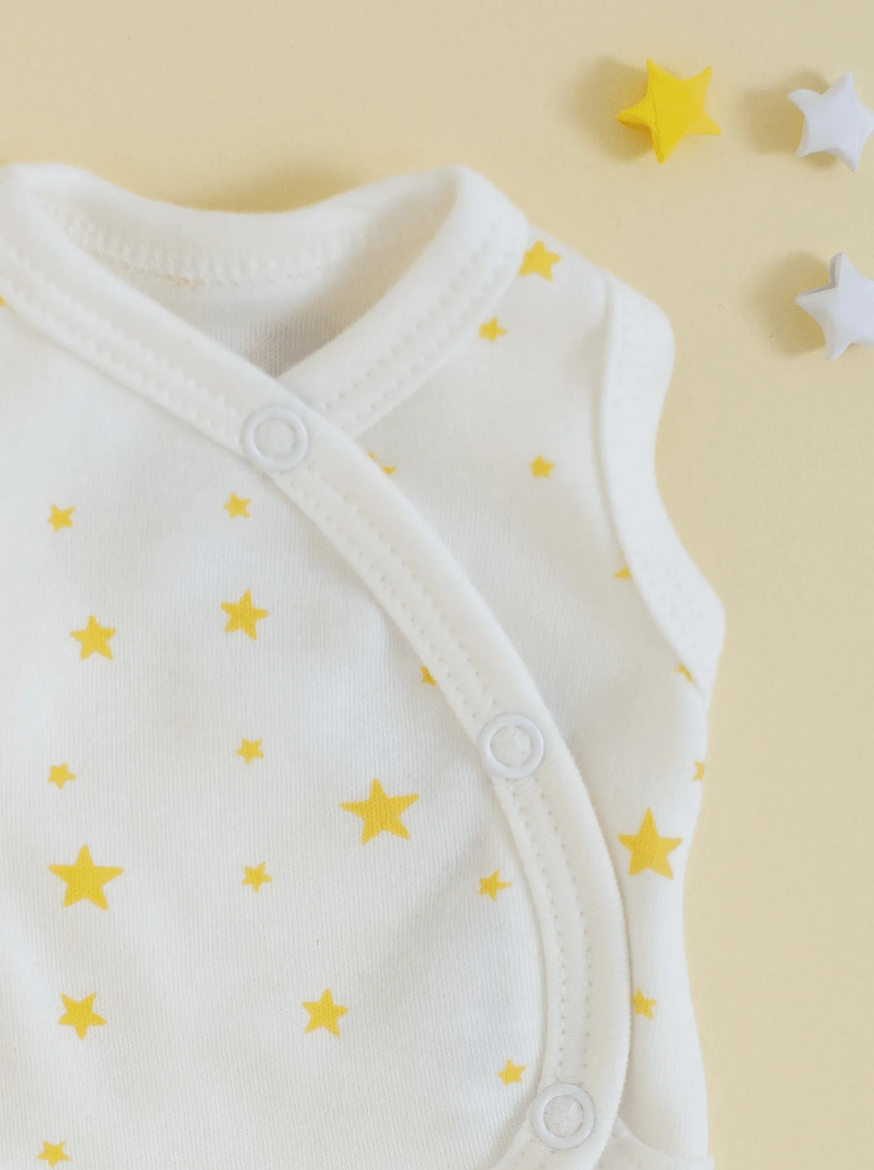 Incubator Vest, Yellow Stars, Premium 100% Organic Cotton