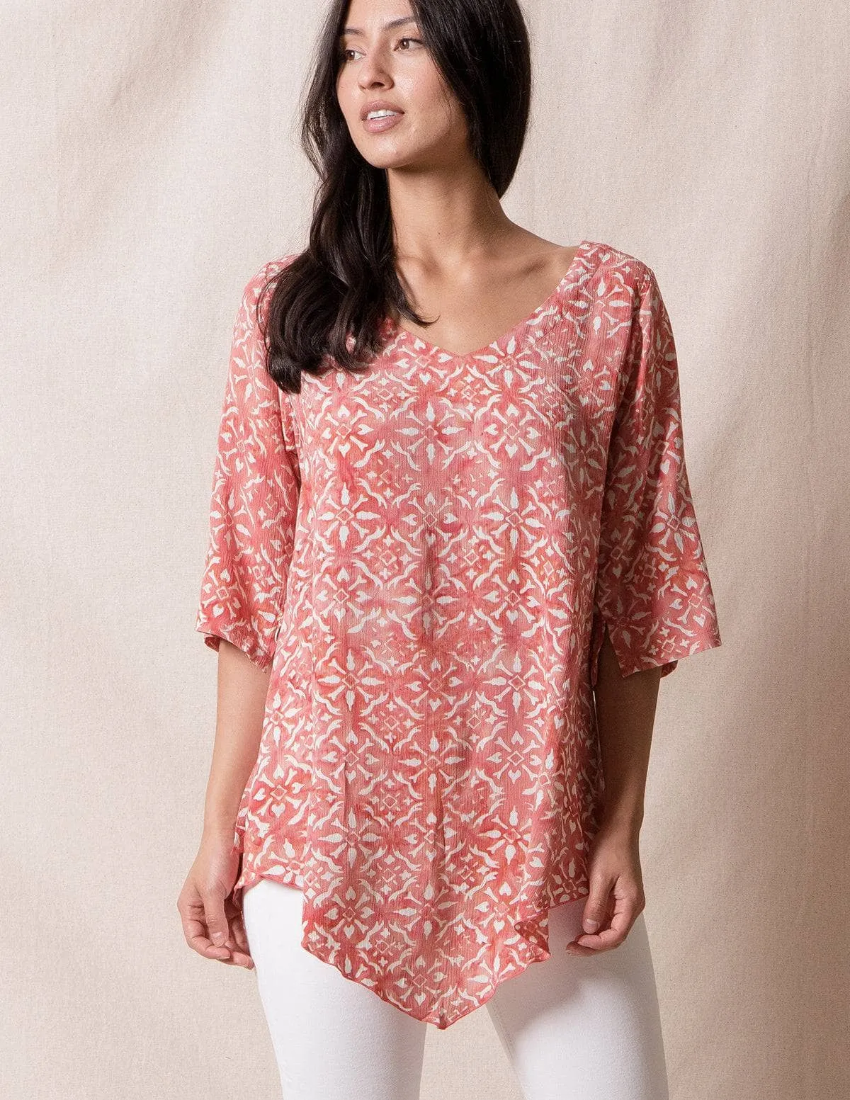 Island Batik Tunic - Coral - Small Only