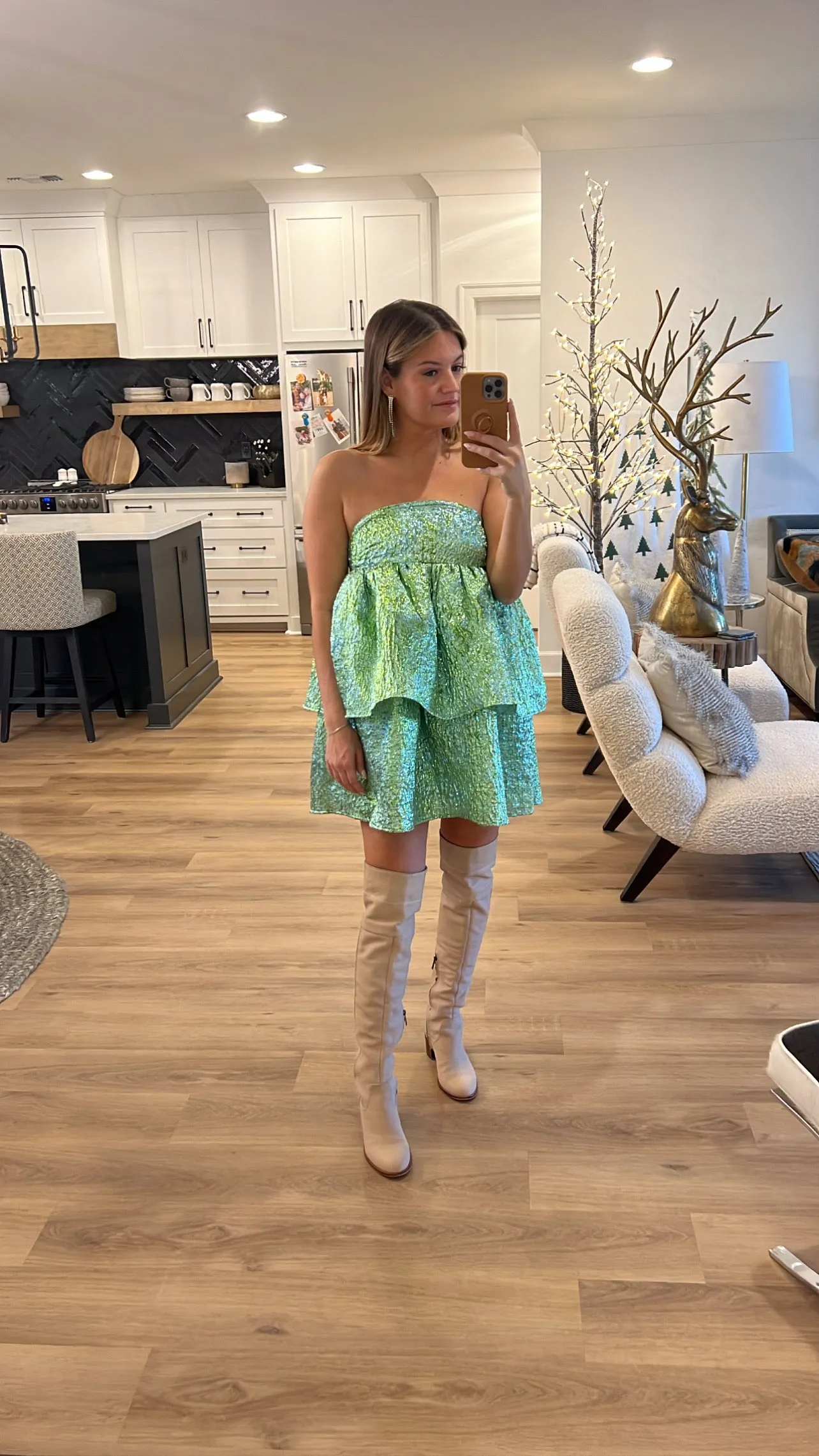 It Girl Brocade Mini Dress, Green