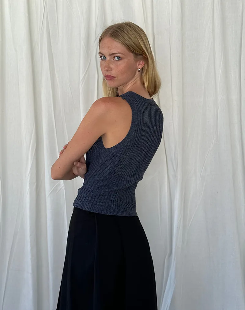 Jiselle Knitted Tank Top in Dark Charcoal