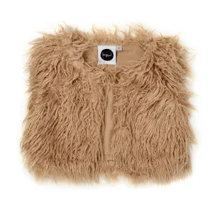 Kapow Shaggy Faux Fur Vest - Mushroom