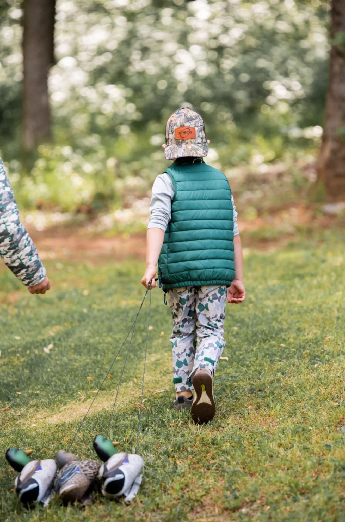 Kid's Puffer Vest in Posy Green with Sea Turtle Print Liner