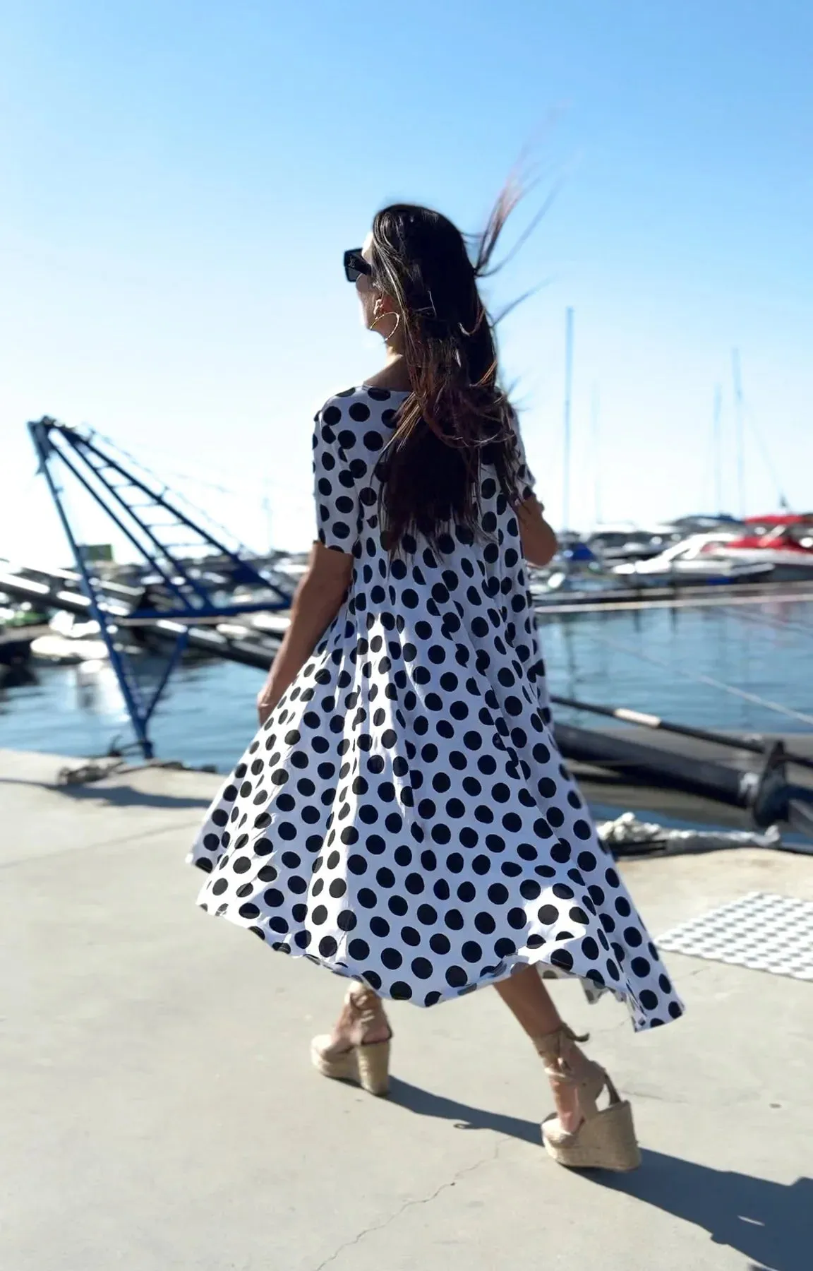 KOSARA Polka Dots Dress