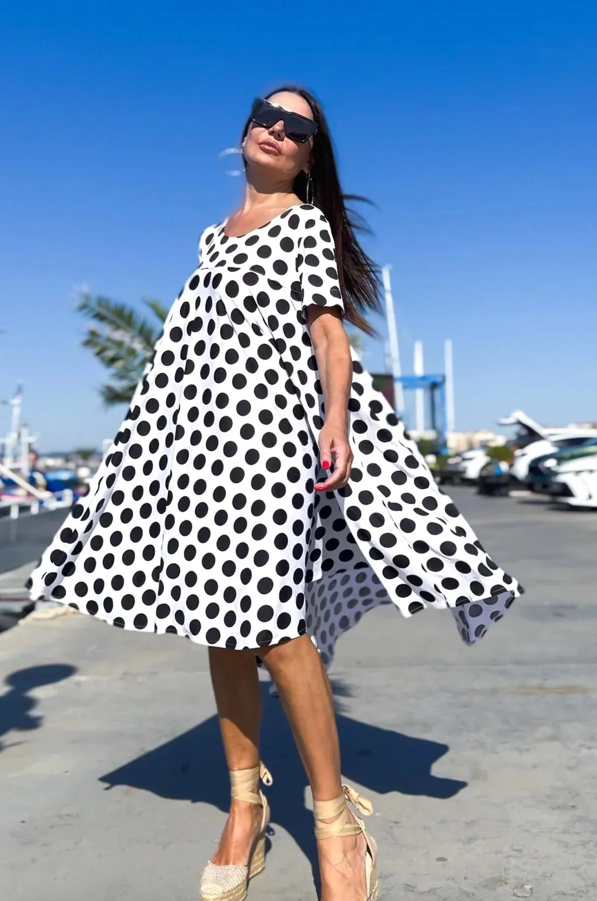 KOSARA Polka Dots Dress