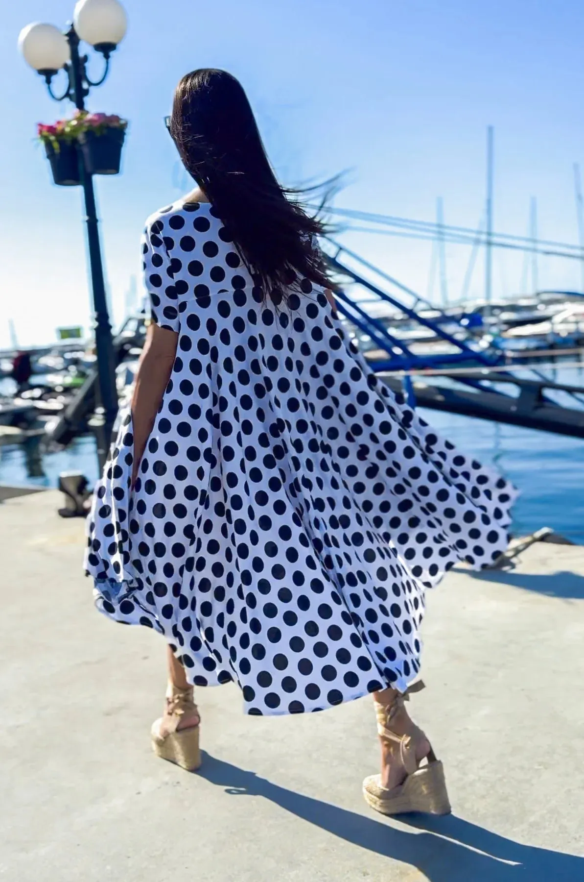 KOSARA Polka Dots Dress