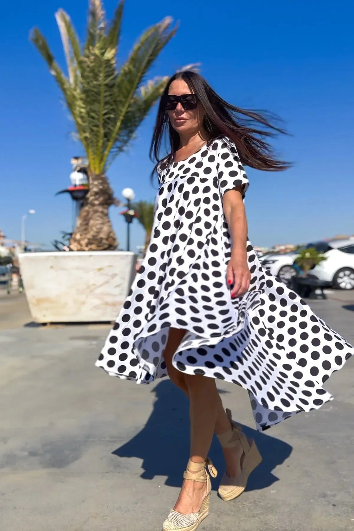 KOSARA Polka Dots Dress