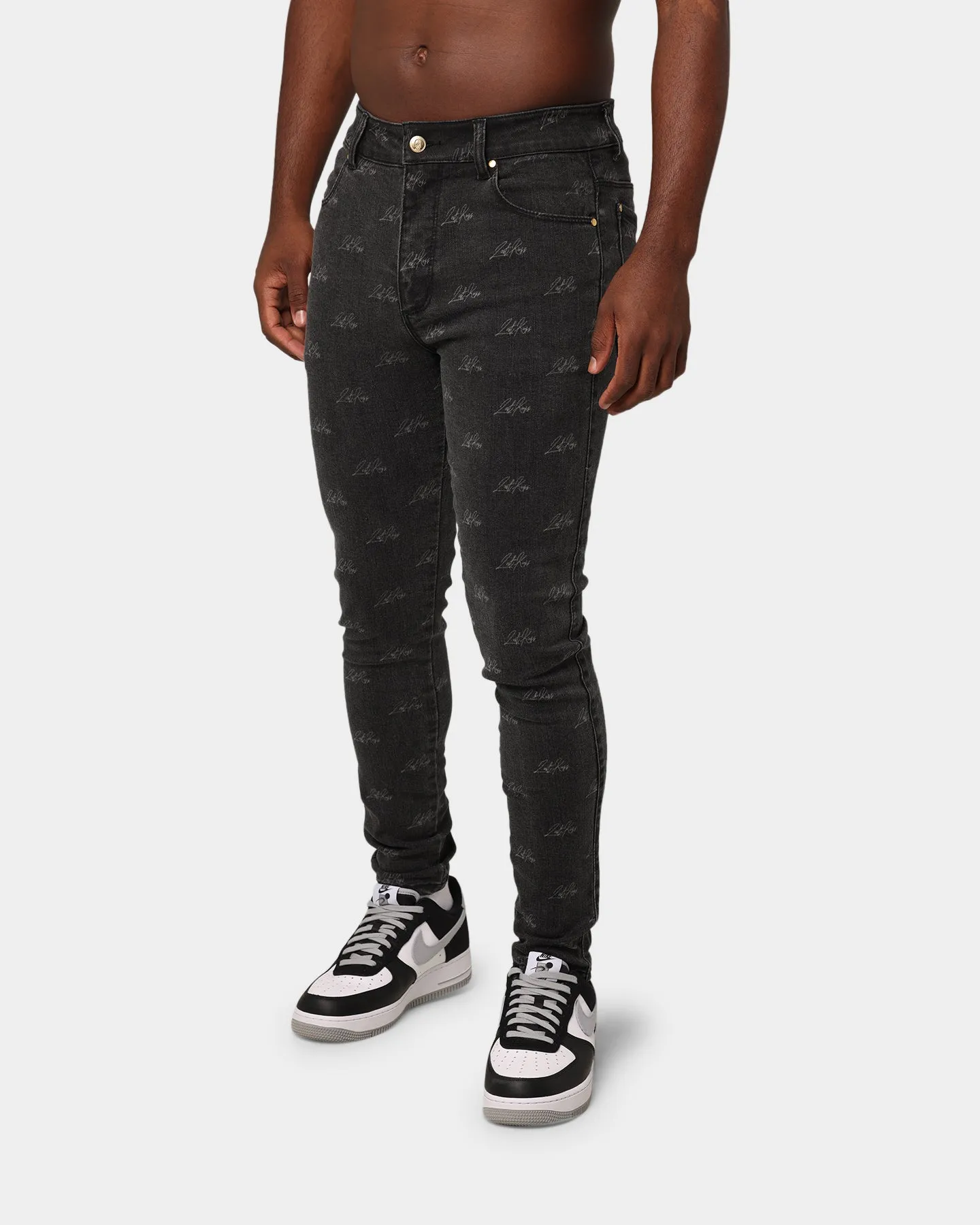 Last Kings Lasered Denim Jeans Black