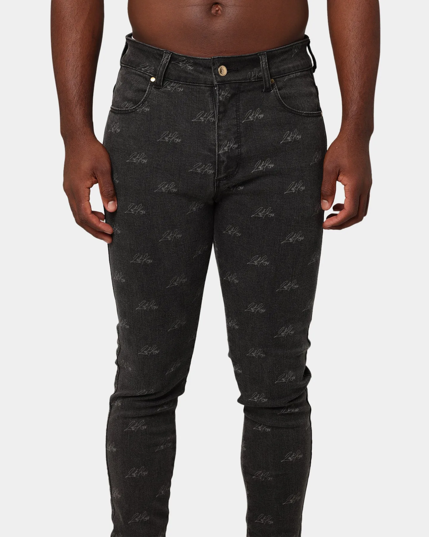 Last Kings Lasered Denim Jeans Black