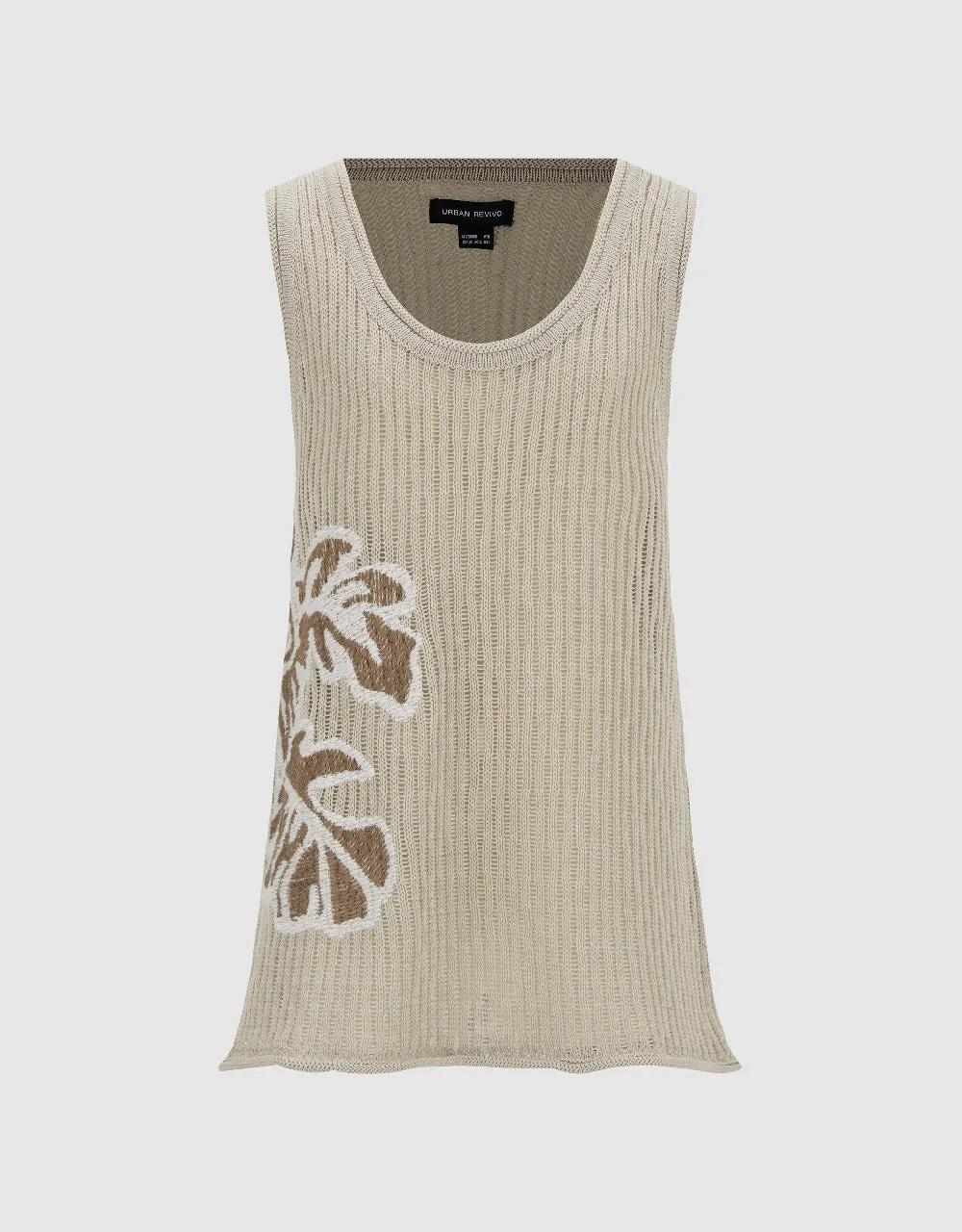 Leaf Printed Knitted Vest