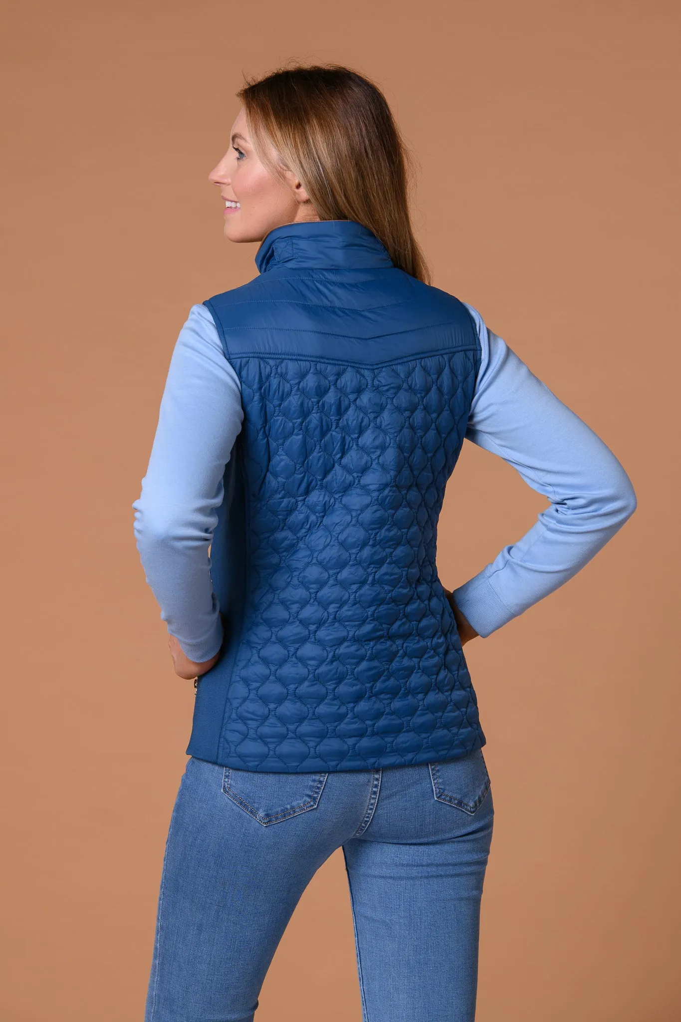 Leather Trim Onion Quilt Gilet