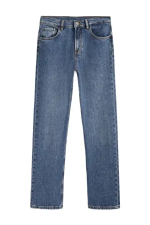 Light Blue Straight Mid-Waist Jeans