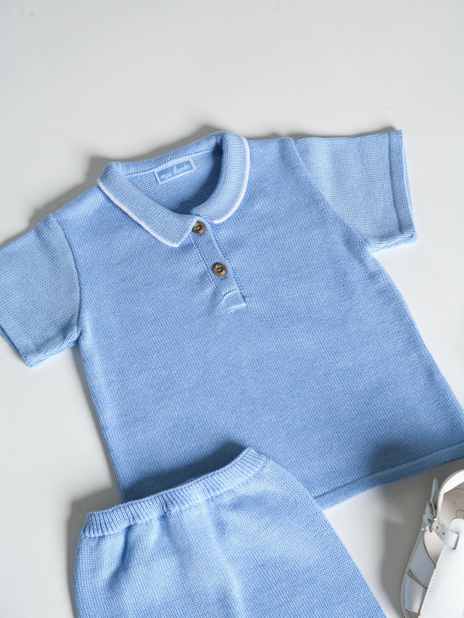 Mac Ilusion Blue knitted polo short set