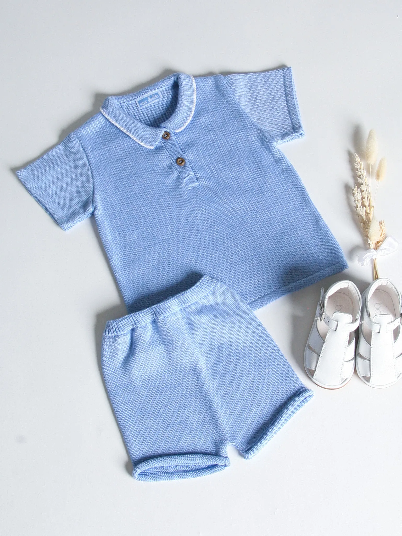 Mac Ilusion Blue knitted polo short set