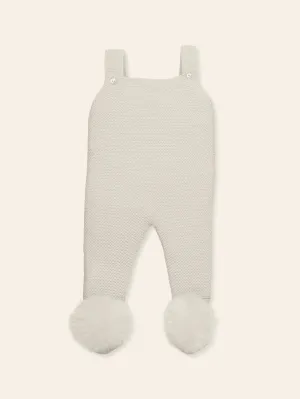 Mac Ilusion Natural knitted dungaree with fur poms