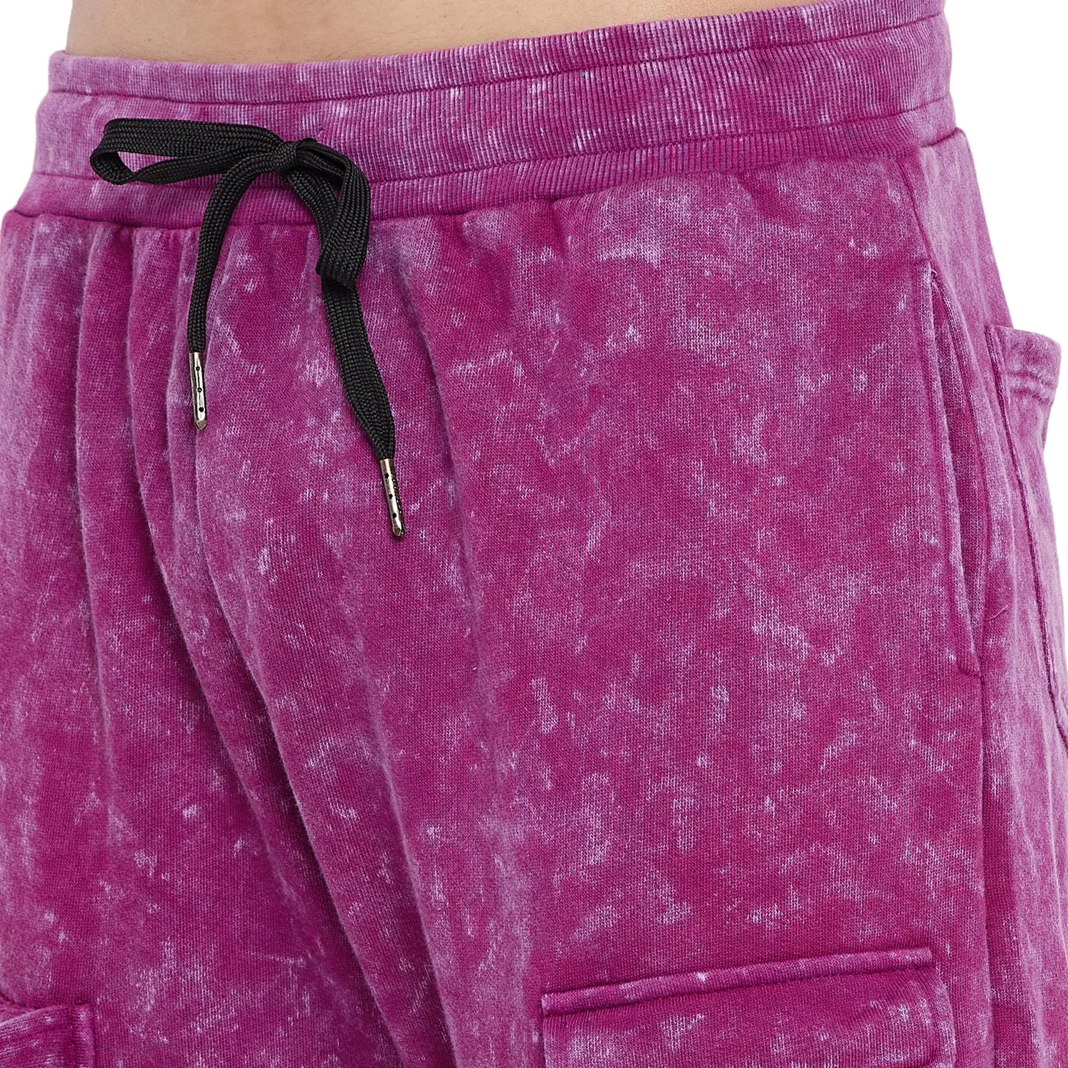 Magenta Washed Oversized Cargo Trackpants