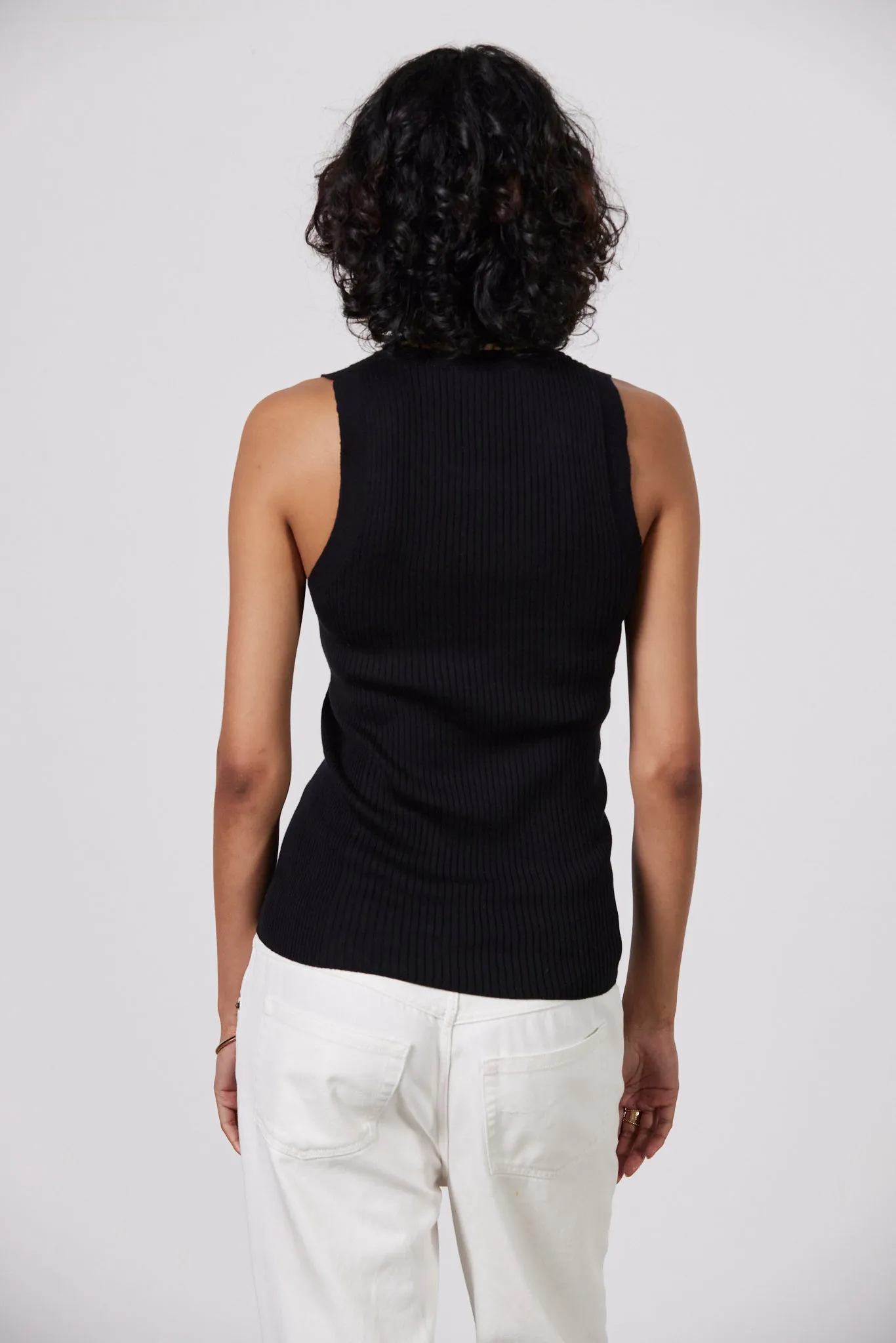 Malo Ribbed Tank - Black