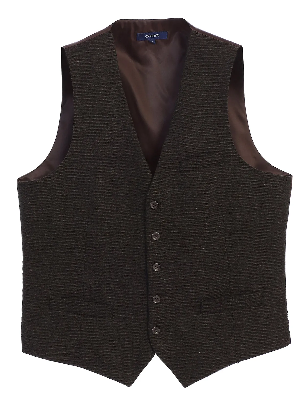 Men's 5 Button Formal Tweed Suit Vest