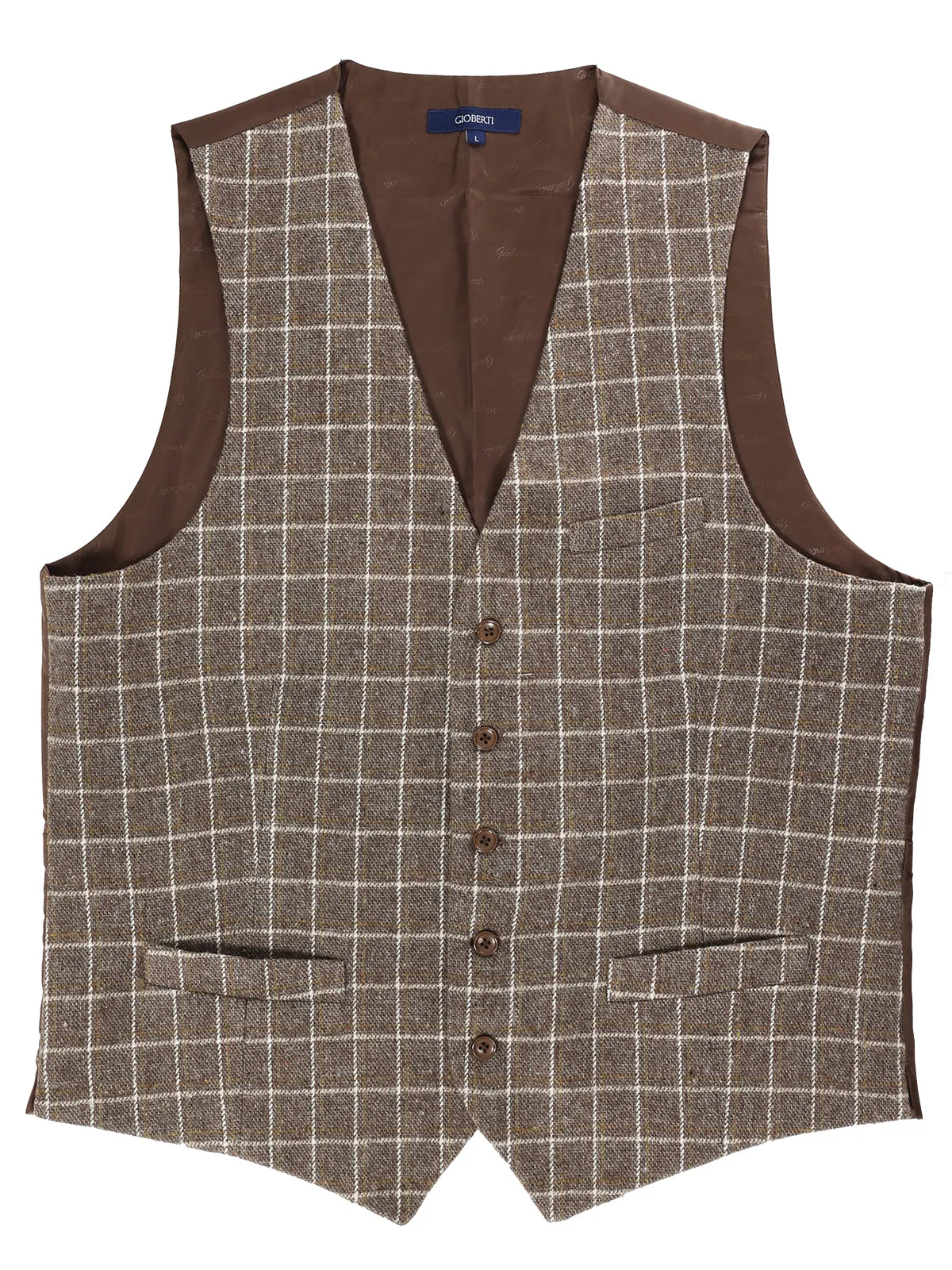 Men's 5 Button Formal Tweed Suit Vest