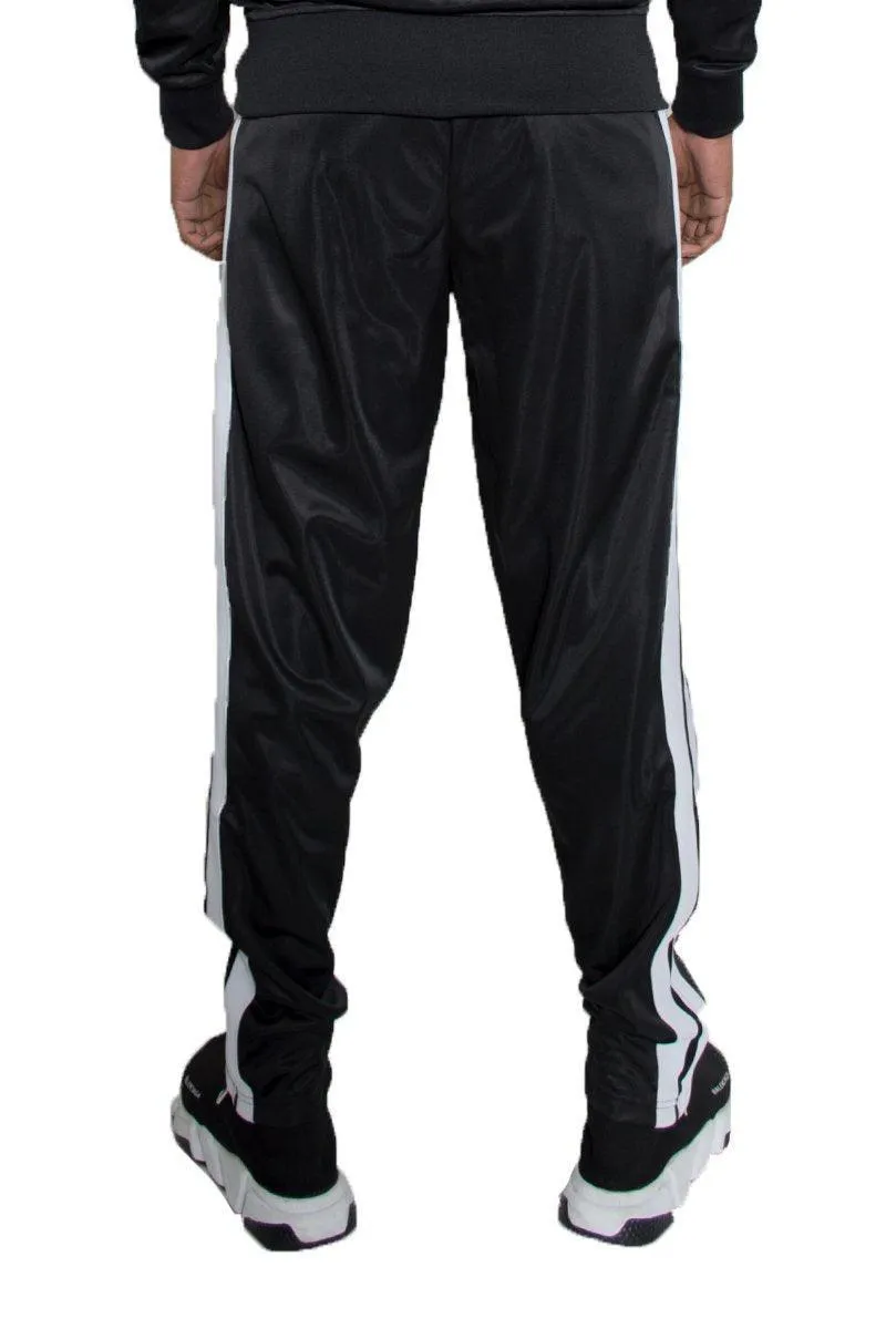 Mens Black And White Side Stripe Track Pants Joggers