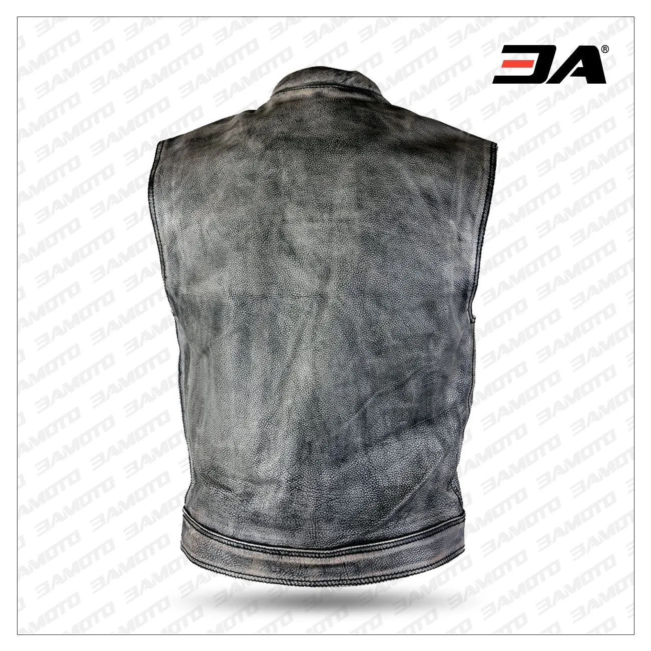 Men’s Distressed Gray Leather Premium Cowhide Vest