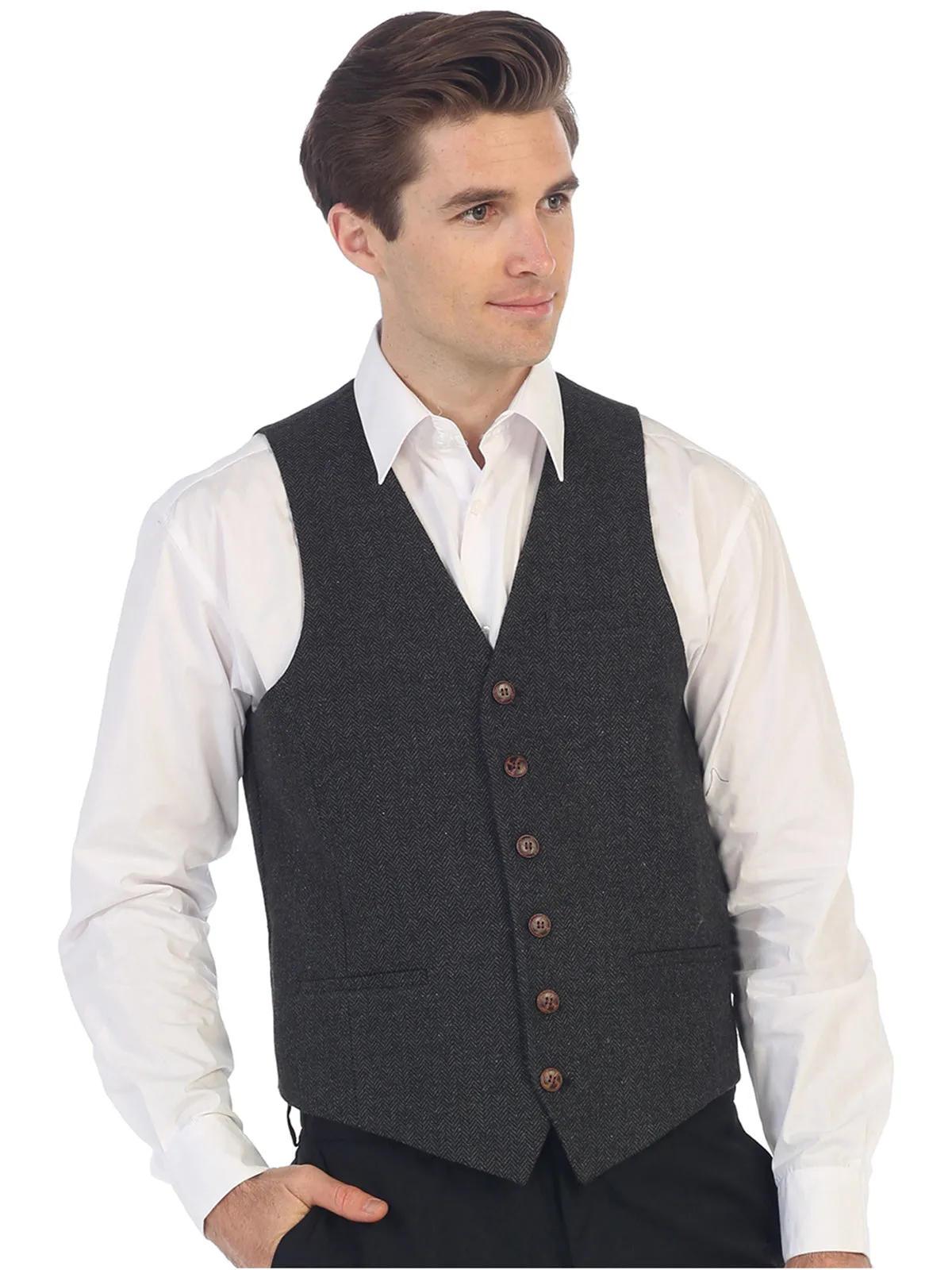 Men's Herringbone/Barleycorn Tweed Vest