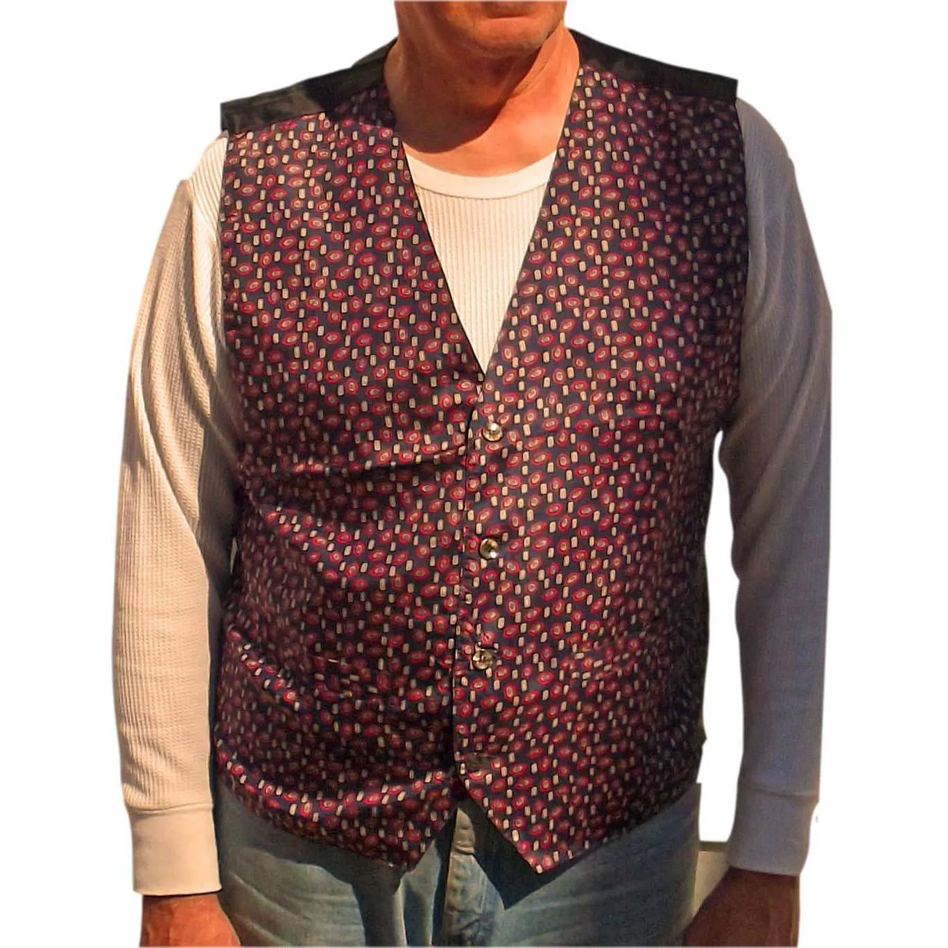 Mens Silk Vest from BOGARi Studio Diamond Pattern 100% Silk Washable