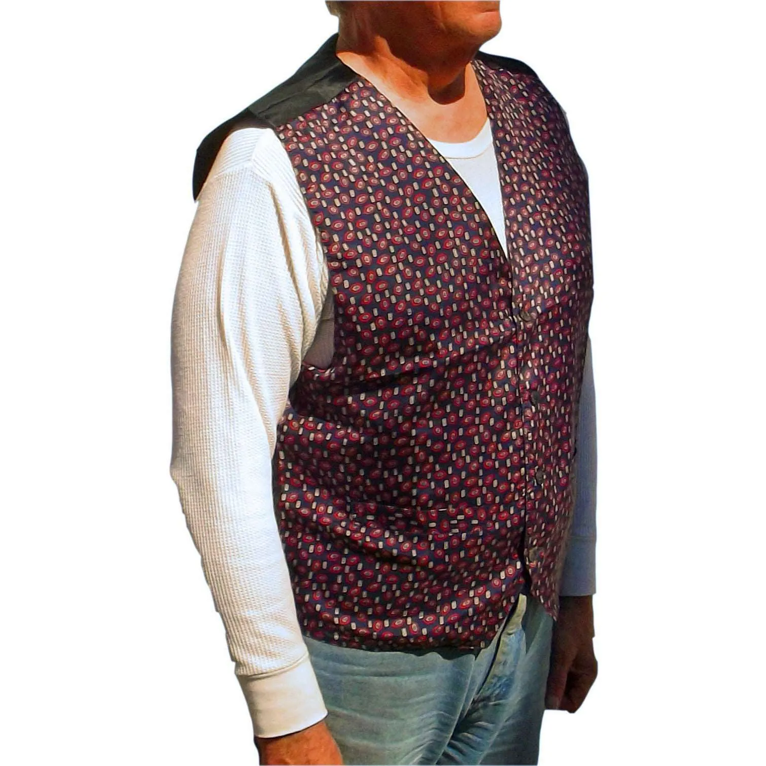 Mens Silk Vest from BOGARi Studio Diamond Pattern 100% Silk Washable