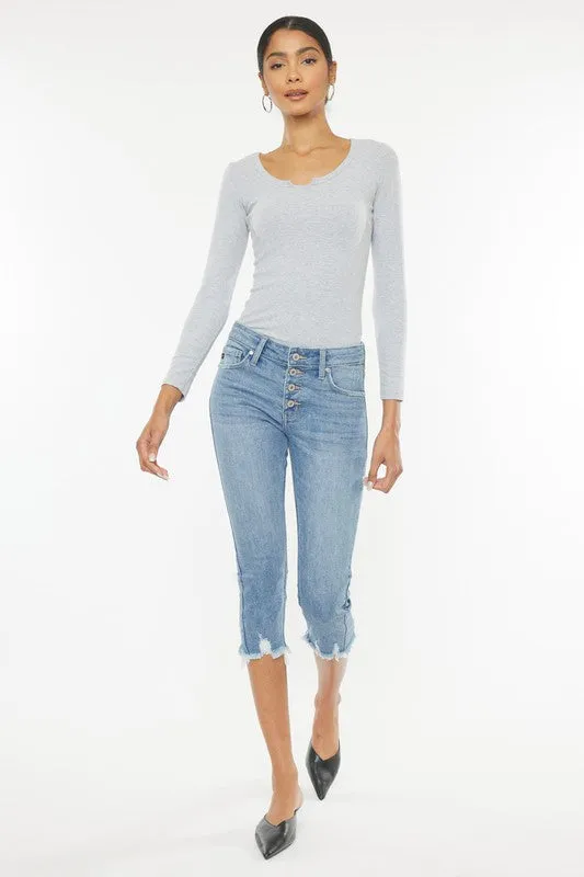 MID RISE CAPRI JEAN PANTS | KANCAN