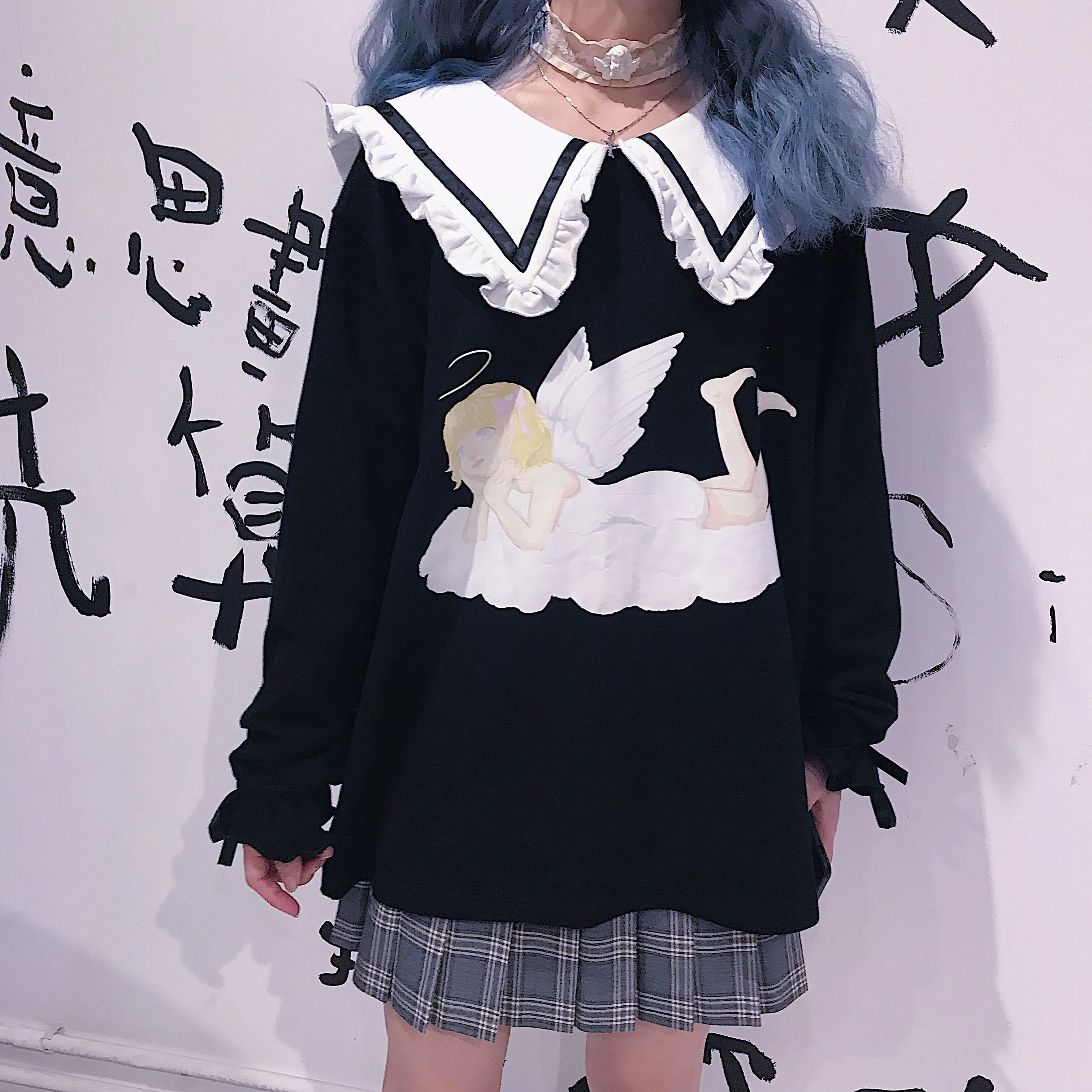 [Mid Season sale ] You are like an angel sailor babydoll hoodie dress