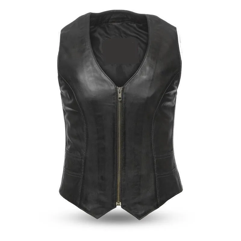 MKL - Warped Women's Motorcycle Western Style Leather Vest