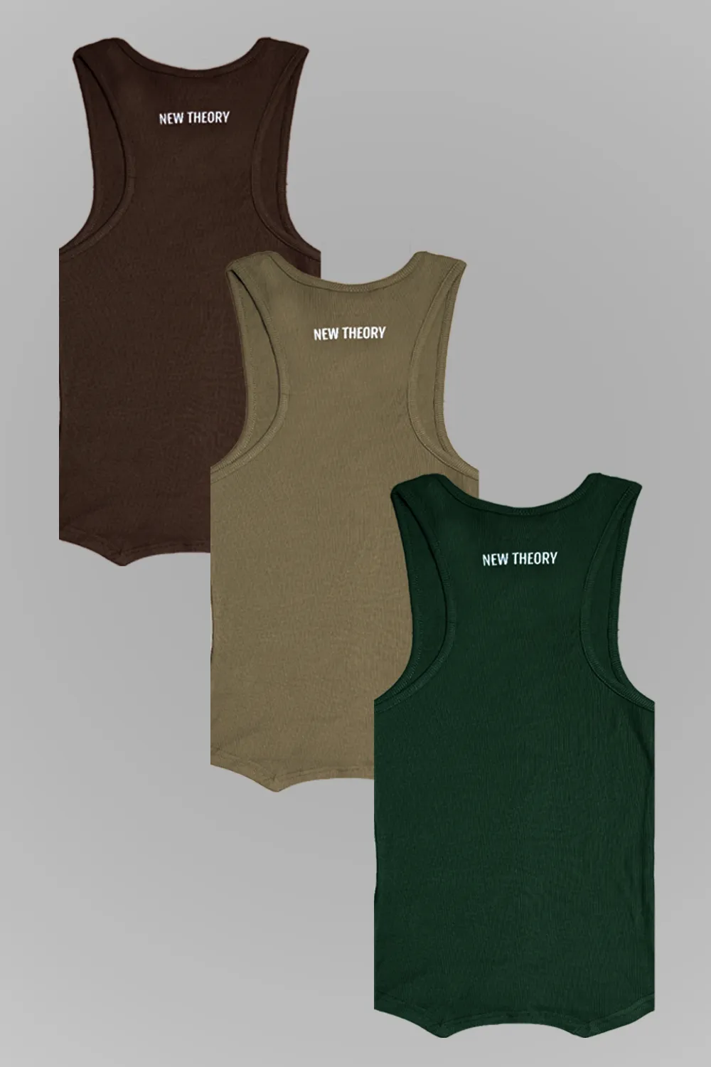 Muscle-Up Ribbed Tank - 3pk Earthy Colours