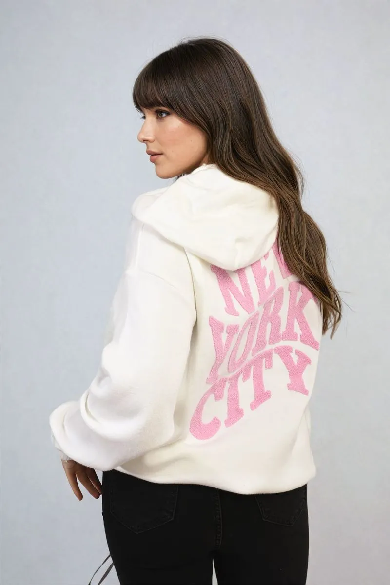 New York City Print Knitted Hoodie