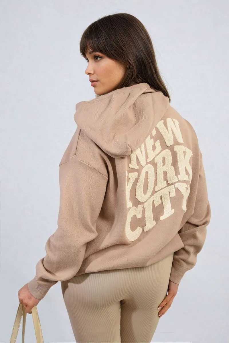 New York City Print Knitted Hoodie