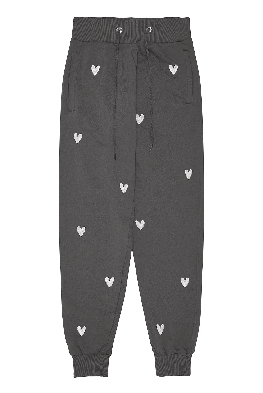 O&F Heart Embroidered Joggers - Asphalt