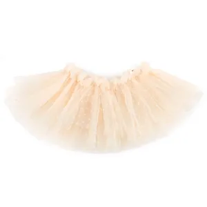 oh baby! Velvet Mini Dot Mesh Four Layer Tutu Skirt - Vintage Snow