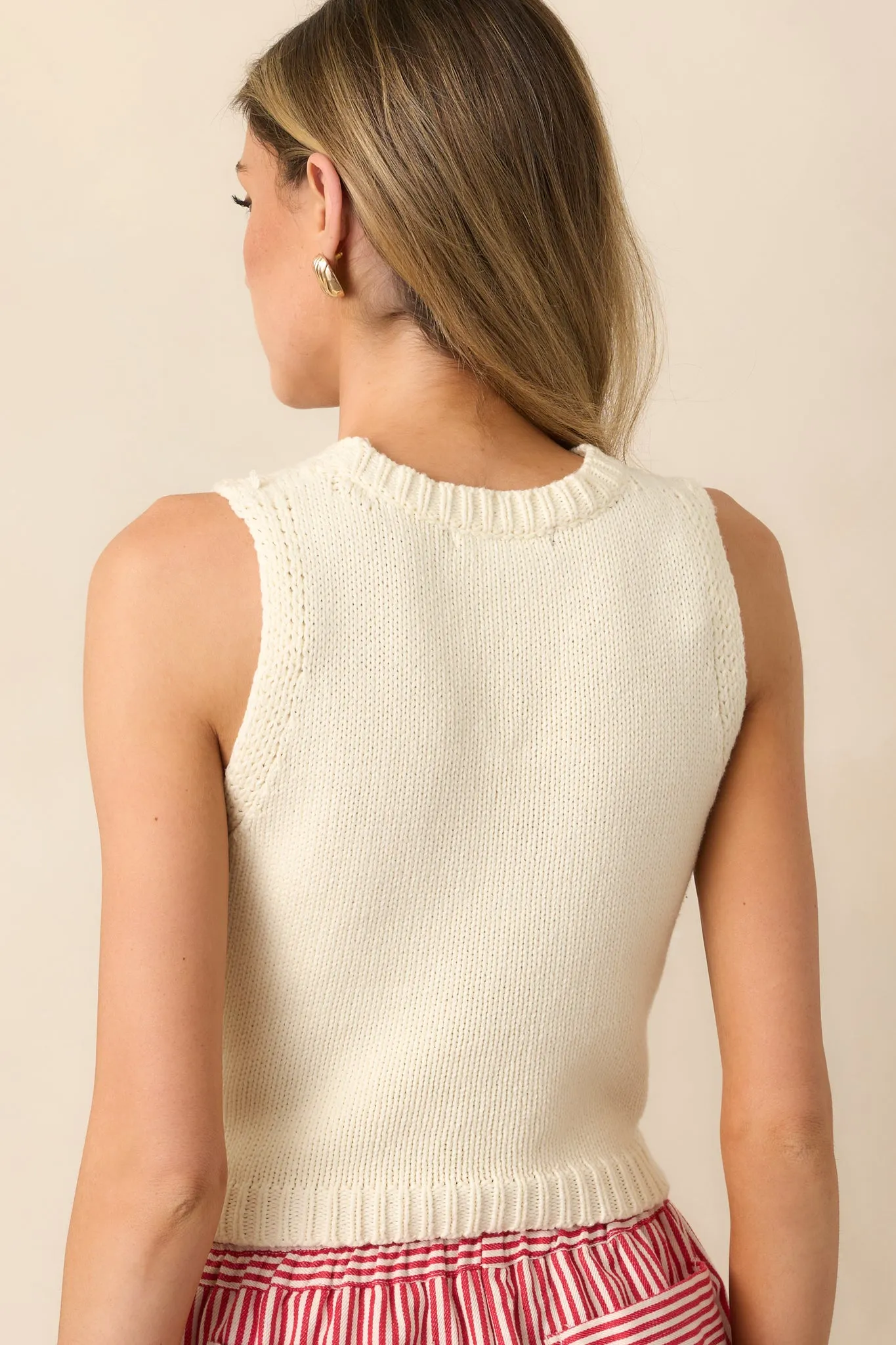 One Time Ivory Knit Sweater Vest